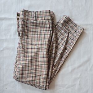 LOFT Plaid Pants in Cream, Black, Red and Blue